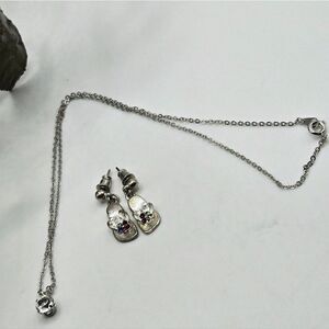 "5/$25" Silvertone Solitaire Necklace and Flip Flop Earrings,
